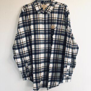 Blue Mountain Shirt Mens XLT Blue Flannel Plaid Long Sleeve Button Up Cotton NWT